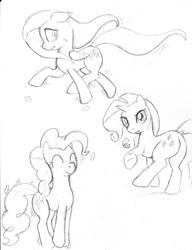 Size: 1154x1500 | Tagged: safe, artist:dj-black-n-white, fluttershy, pinkie pie, rarity, earth pony, pegasus, pony, unicorn, monochrome, practice, sketch, traditional art