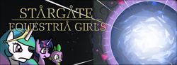 Size: 956x355 | Tagged: safe, artist:afancorp, princess celestia, spike, twilight sparkle, equestria girls, stargate