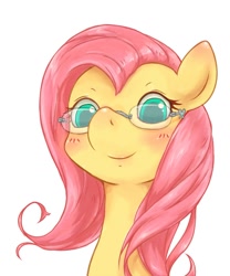 Size: 666x800 | Tagged: safe, artist:rigi, fluttershy, pegasus, pony, glasses, pixiv, solo