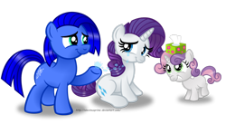 Size: 1024x562 | Tagged: safe, artist:aleximusprime, rarity, sweetie belle, oc, oc:agua, pony, unicorn, crying, simple background, tears of joy, tissue, transparent background, water