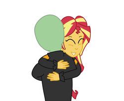 Size: 782x641 | Tagged: safe, artist:zharkaer, derpibooru exclusive, sunset shimmer, oc, oc:anon, human, equestria girls, hug, simple background, white background