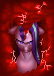 Size: 1024x1453 | Tagged: safe, artist:jeki, starlight glimmer, pony, unicorn, all bottled up, anger magic, angry, female, floppy ears, looking at you, magic, mare, solo