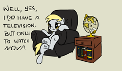 Size: 1280x752 | Tagged: safe, artist:onsaud, derpy hooves, pegasus, pony, book, female, globe, mare, solo