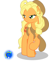 Size: 1769x2219 | Tagged: safe, artist:inkwell, applejack, earth pony, pony, alternate costumes, alternate hairstyle, ayla, chrono trigger, cosplay, crossover, loose hair, simple background, transparent background, vector