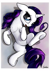 Size: 1024x1448 | Tagged: safe, artist:sokolas, rarity, pony, unicorn, chest fluff, floppy ears, fluffy, hooves, on back, solo