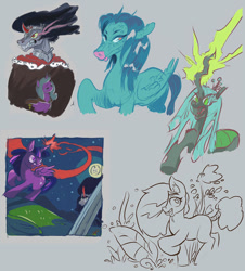 Size: 1024x1135 | Tagged: safe, artist:leavingcrow, idw, king sombra, queen chrysalis, radiant hope, twilight sparkle, twilight sparkle (alicorn), oc, alicorn, changeling, changeling queen, pony, umbrum, drawpile, female, hope, hopebra, male, shipping, sketch, straight