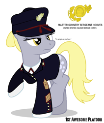 Size: 922x1088 | Tagged: safe, artist:ethanchang, derpy hooves, pegasus, pony, 1st awesome platoon, alternate hairstyle, clothes, female, mare, military, military uniform, solo, underp, uniform