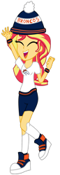 Size: 2000x5800 | Tagged: safe, artist:remcmaximus, sunset shimmer, equestria girls, broncos, cheering, denver broncos, simple background, solo, sports fan, super bowl 50, transparent background, vector