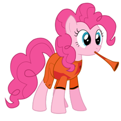 Size: 894x894 | Tagged: safe, artist:isegrim87, pinkie pie, earth pony, pony, clothes, football, holland, jersey, musical instrument, netherlands, simple background, solo, transparent background, vector, vuvuzela