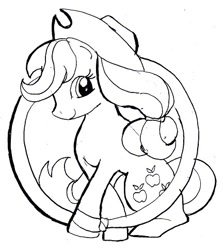 Size: 432x484 | Tagged: safe, artist:wolffangmireiyu, applejack, earth pony, pony, female, freckles, mare, simple background, solo, traditional art, white background