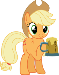 Size: 792x1009 | Tagged: safe, applejack, earth pony, pony, the super speedy cider squeezy 6000, cider, female, hooves, mare, simple background, solo, tankard, transparent background, vector