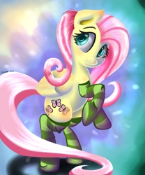 Size: 2500x3000 | Tagged: safe, artist:carligercarl, fluttershy, pegasus, pony, clothes, socks, solo, striped socks