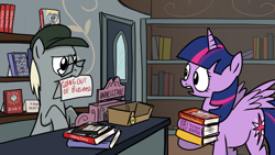 Size: 1024x577 | Tagged: safe, artist:petirep, derpibooru import, twilight sparkle, twilight sparkle (alicorn), oc, alicorn, pony, alicorn day, barnes&noble, book store, female, mare