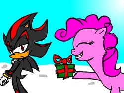 Size: 800x600 | Tagged: safe, artist:shadoweco, pinkie pie, earth pony, pony, christmas, crossover, crossover shipping, female, hate, interspecies, love, male, shadow the hedgehog, shadpie, shipping, sonic the hedgehog (series), straight