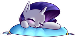 Size: 1024x509 | Tagged: safe, artist:winterxbreeze, rarity, pony, unicorn, cute, pillow, sleeping, solo