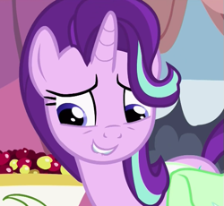 Size: 515x474 | Tagged: safe, screencap, starlight glimmer, pony, rock solid friendship, lip bite, saddle bag, solo