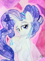 Size: 600x803 | Tagged: safe, artist:290pika, rarity, crystal pony, pony, unicorn, crystallized, solo, traditional art