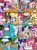 Size: 1918x2568 | Tagged: safe, artist:eagc7, derpibooru import, applejack, fluttershy, pinkie pie, rainbow dash, rarity, twilight sparkle, earth pony, pegasus, pony, unicorn, barn, bath, bathtime, bathtub, blushing, bubble, bucket, comic, commission, cup, dialogue, dirty, dye, dyed mane, eating, female, forced bathing, mane six, mare, mud, oops, plate, rainbow-less dash, shampoo, sweet apple acres, table, tea, teacup, tree, water