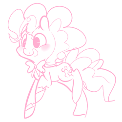 Size: 500x500 | Tagged: safe, artist:mt, pinkie pie, earth pony, pony, bow, monochrome, sketch, solo