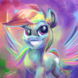 Size: 1200x1200 | Tagged: safe, artist:tsitra360, derpibooru import, rainbow dash, pegasus, pony, female, grin, mare, smiling, solo