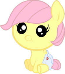 Size: 531x600 | Tagged: safe, artist:twitchy-tremor, fluttershy, pegasus, pony, baby, baby pony, babyshy, diaper, filly, foal, simple background, solo, transparent background, vector