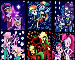 Size: 1348x1080 | Tagged: safe, artist:liniitadash23, derpibooru import, applejack, fili-second, fluttershy, masked matter-horn, mistress marevelous, pinkie pie, radiance, rainbow dash, rarity, saddle rager, sci-twi, twilight sparkle, zapp, pony, equestria girls, movie magic, spoiler:eqg specials, goggles, human ponidox, humane five, humane six, mane six, power ponies, self ponidox