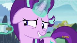 Size: 1366x768 | Tagged: safe, screencap, starlight glimmer, pony, rock solid friendship, discovery family logo, glowing horn, kite, lip bite, magic, solo, telekinesis