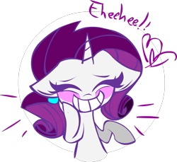 Size: 1175x1077 | Tagged: safe, artist:mushroomcookiebear, rarity, pony, unicorn, blushing, bust, cute, eyes closed, female, giggling, heart, mare, portrait, raribetes, smiling, solo