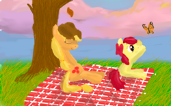 Size: 640x400 | Tagged: safe, artist:hannahmcx, apple bloom, applejack, earth pony, pony, cute, female, mare