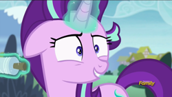 Size: 1366x768 | Tagged: safe, screencap, starlight glimmer, pony, rock solid friendship, discovery family logo, glowing horn, kite, magic, solo, telekinesis