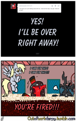 Size: 1280x2029 | Tagged: safe, artist:outofworkderpy, derpy hooves, ditzy doo, queen chrysalis, oc, oc:cherry soda, changeling, changeling queen, earth pony, pegasus, pony, comic:out of work derpy, angry, comic, female, mare, outofworkderpy, sweat, sweatdrop, tumblr, tumblr comic, wet mane