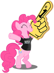 Size: 770x1038 | Tagged: safe, pinkie pie, earth pony, pony, foam finger, rush, simple background, solo, transparent background, vector