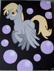 Size: 2144x2848 | Tagged: safe, artist:equestriapaintings, derpy hooves, pegasus, pony, bubble, female, mare, photo, solo, traditional art