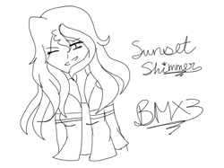 Size: 454x340 | Tagged: safe, artist:brickercupmasterx3, sunset shimmer, equestria girls, humanized, sketch, solo, wip