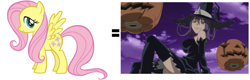 Size: 1251x402 | Tagged: safe, fluttershy, pegasus, pony, blair, exploitable meme, japanese, meme, same voice actor, soul eater