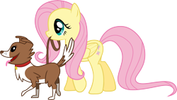 Size: 10559x6000 | Tagged: safe, artist:synthrid, fluttershy, winona, pegasus, pony, absurd resolution, collar, leash, simple background, transparent background, vector
