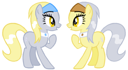 Size: 850x467 | Tagged: safe, artist:durpy, color edit, aloe, derpy hooves, lotus blossom, pegasus, pony, female, mare