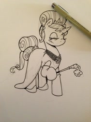 Size: 768x1024 | Tagged: safe, artist:katiecandraw, rarity, pony, unicorn, alternate hairstyle, audrey hepburn, breakfast at tiffany's, cigarette holder, clothes, dress, hilarious in hindsight, holly golightly, solo
