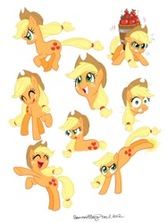 Size: 669x893 | Tagged: safe, artist:brendahickey, applejack, earth pony, pony, apple, barrel, solo