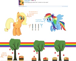 Size: 837x675 | Tagged: safe, artist:elizabeaker2, derpibooru import, applejack, rainbow dash, earth pony, pegasus, pony, 1000 hours in ms paint, appledash, ask, ask appledash, ask appledash!, female, lesbian, shipping, tumblr, youtube