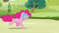 Size: 500x281 | Tagged: safe, screencap, pinkie pie, earth pony, pony, too many pinkie pies, animated, blowing, female, floaty, goggles, jumping, mare, pool toy, rubber duck, snorkel, solo, splash, splashing, swimming, wet mane
