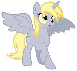 Size: 5000x4603 | Tagged: safe, artist:fedumedu, derpy hooves, alicorn, pony, absurd resolution, derpicorn, female, mare, princess derpy, raised hoof, simple background, solo, this will end in tears, this will end in tears and/or death, transparent background, vector, xk-class end-of-the-world scenario