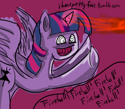 Size: 1280x1120 | Tagged: safe, artist:ihaveprettyface, derpibooru import, twilight sparkle, twilight sparkle (alicorn), alicorn, pony, 30 minute art challenge, female, fireball, mare, twilight snapple