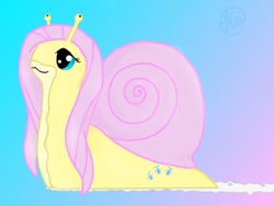 Size: 640x480 | Tagged: safe, artist:noodlefreak88, fluttershy, fluttersnail, slime, snail, species swap