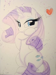 Size: 749x1002 | Tagged: safe, artist:prettypinkpony, rarity, pony, unicorn, female, heart, mare, purple mane, solo, white coat