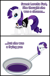 Size: 520x781 | Tagged: safe, rarity, pony, unicorn, clothes, costume, frying pan, maid, pan, song reference, the beatles