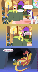 Size: 1680x3150 | Tagged: safe, artist:ambrosebuttercrust, basil, fluttershy, rarity, dragon, pegasus, pony, unicorn, dragonshy, clothes, comic, feet, fluttershy's cottage, knitting, socks