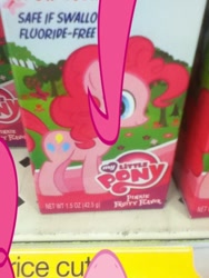 Size: 600x800 | Tagged: safe, pinkie pie, earth pony, pony, female, mare, pink coat, pink mane, pov, solo, toothpaste