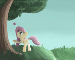 Size: 1500x1200 | Tagged: safe, artist:20percentcool, fluttershy, butterfly, pegasus, pony, solo, tree