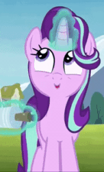 Size: 184x303 | Tagged: safe, screencap, pinkie pie, starlight glimmer, pony, unicorn, rock solid friendship, animated, clothes, costume, cropped, cute, faic, female, gif, glimmerbetes, kite, levitation, magic, mare, pizza head, solo focus, telekinesis, that pony sure does love kites